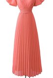Stijlvolle koraal rose maxi plisse jurk _