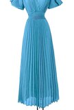 Stijlvolle blauwe maxi plisse jurk _
