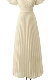 Stijlvolle beige maxi plisse jurk _