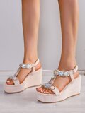 Beige hoge sandaal met sleehak Caitlin_