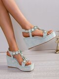 Groene hoge sandaal met sleehak Caitlin_