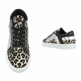 Lage zwart-witte sneaker Leola met print_