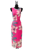 Prachtige lange mouwloze fuchsia bodycon jurk_