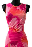Prachtige lange mouwloze fuchsia rose bodycon jurk_