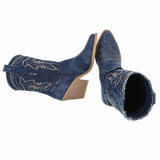 Blauw western-biker enkellaarsje Roline_