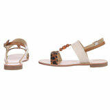 Beige-leopard mix lage sandaal Areke_