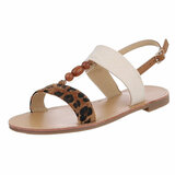Beige-leopard mix lage sandaal Areke_