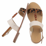 Beige-leopard mix lage sandaal Areke_