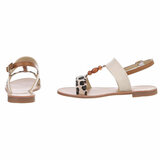 Beige-snow leopard mix lage sandaal Areke_