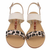 Beige-snow leopard mix lage sandaal Areke_