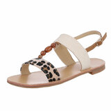 Beige-snow leopard mix lage sandaal Areke_