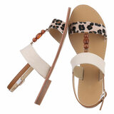Beige-snow leopard mix lage sandaal Areke_