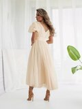 Stijlvolle lange cream jurk in organza_