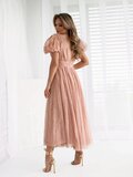 Stijlvolle lange oud rose jurk in organza_