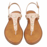 Beige lage teensandaal Orella_