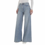 Fashion licht blauwe jeans broek voor dames met zeer wijde pijpen_