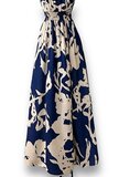 Chique armloze maxi halterjurk in blauw-beige_