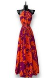 Chique armloze maxi halterjurk in oranje-purper_