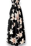 Chique armloze maxi halterjurk in zwart-beige_