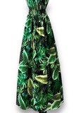 Chique armloze groene maxi halterjurk _