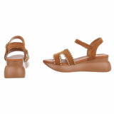 Camel sandaal met sleehak Roya_