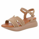 Kaki bruine sandaal met sleehak Roya_