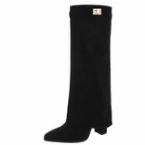 Hoge zwarte suede laars met omslag Chanella_