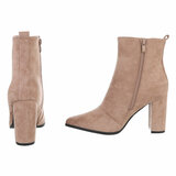 Kaki bruin suede enkellaarsje Eleni_
