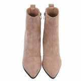 Kaki bruin suede enkellaarsje Eleni_
