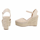 Beige hoge sandaal met sleehak Martine_
