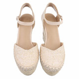 Beige hoge sandaal met sleehak Martine_