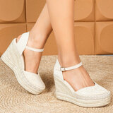 Beige hoge sandaal met sleehak Martine_