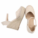 Beige hoge sandaal met sleehak Martine_