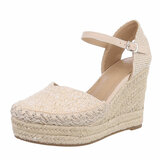 Beige hoge sandaal met sleehak Martine_