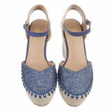 Blauwe hoge sandaal met sleehak Martine_