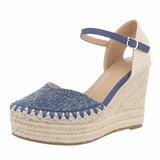 Blauwe hoge sandaal met sleehak Martine_