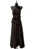 Trendy armloze donker bruine maxi jurk _