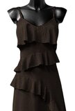 Trendy armloze donker bruine maxi jurk _