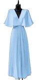 Elegante licht blauwe maxi plisse jurk _