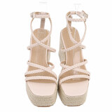 Beige hoge sandaal met sleehak Romane_