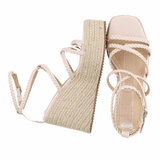 Beige hoge sandaal met sleehak Romane_