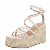 Beige hoge sandaal met sleehak Romane_