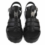 Zwarte sandaal met platform zool Carolina_