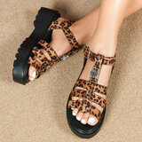 Leopard sandaal met platform zool Carolina_