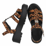 Leopard sandaal met platform zool Carolina_