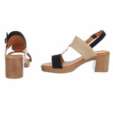 Zwart-beige hoge sandaal Ciska_