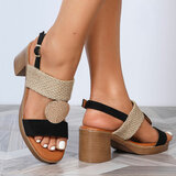 Zwart-beige hoge sandaal Ciska_