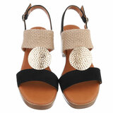 Zwart-beige hoge sandaal Ciska_