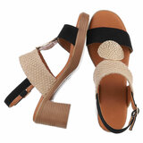 Zwart-beige hoge sandaal Ciska_