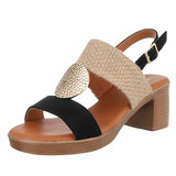 Zwart-beige hoge sandaal Ciska_